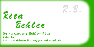rita behler business card